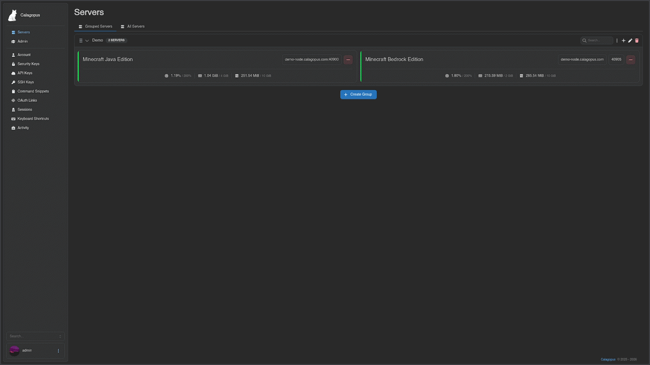 Calagopus panel addon preview